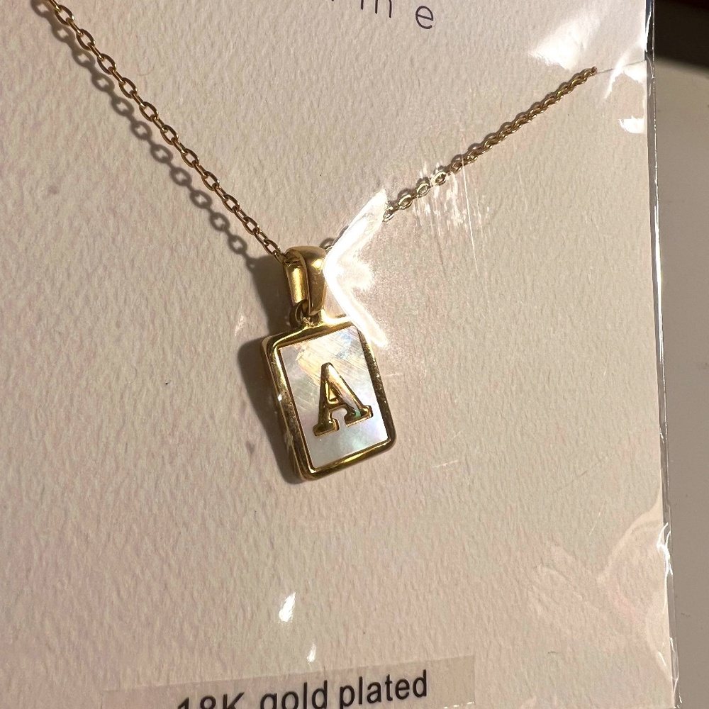 Pearl "A" Initial Necklace